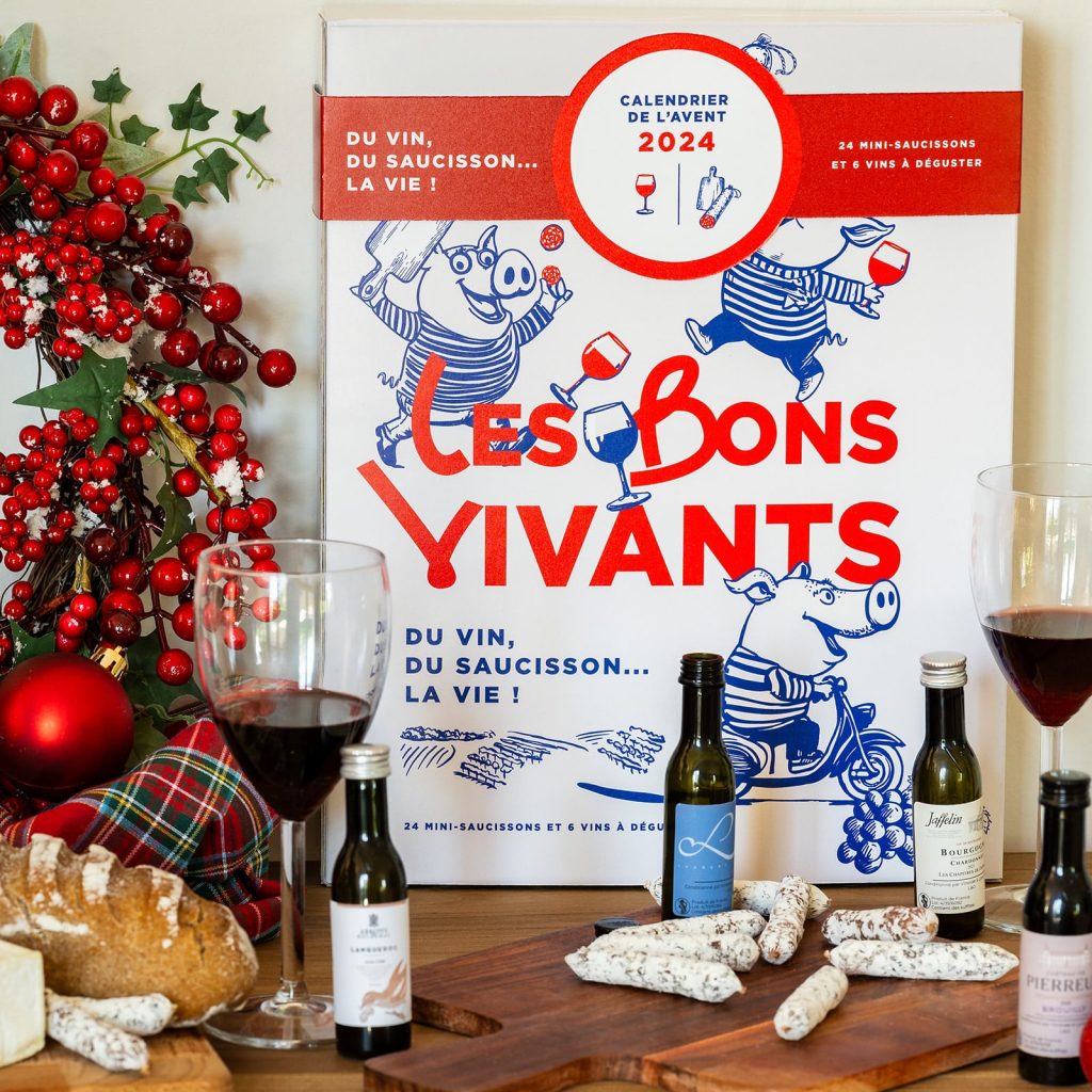 Calendrier de l'avent Les Bons Vivants Saucisson et Vins 2024 par Bayle