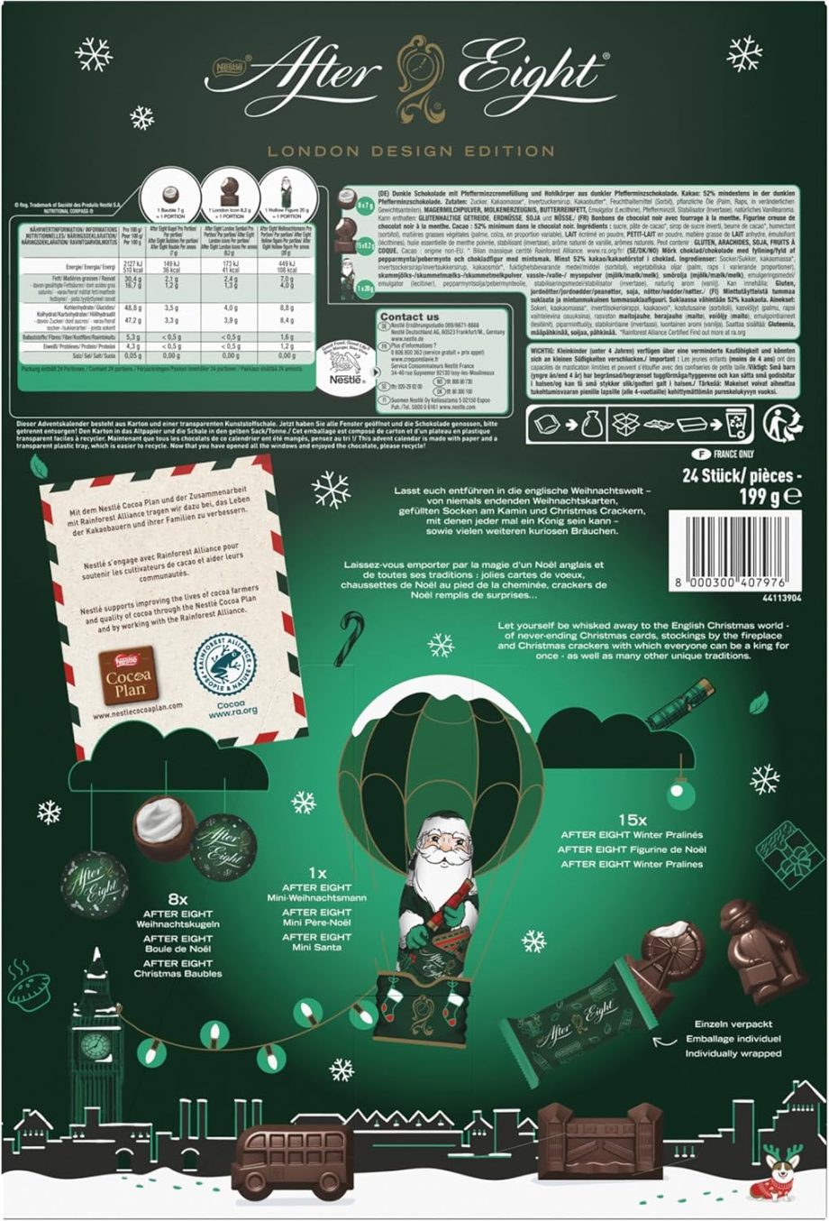 Dos du calendrier avent After Eight 2025