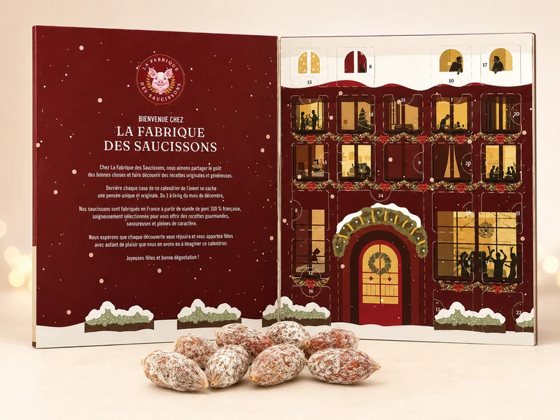 Calendrier avent mini-saucisson ouvert - La Fabrique du saucisson