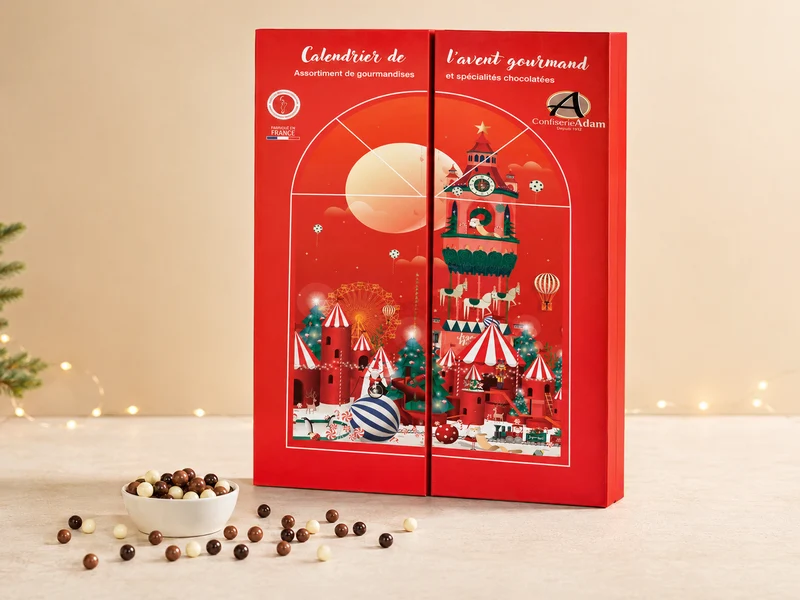 Calendrier avent gourmandises et chocolats confiserie Adam 2026